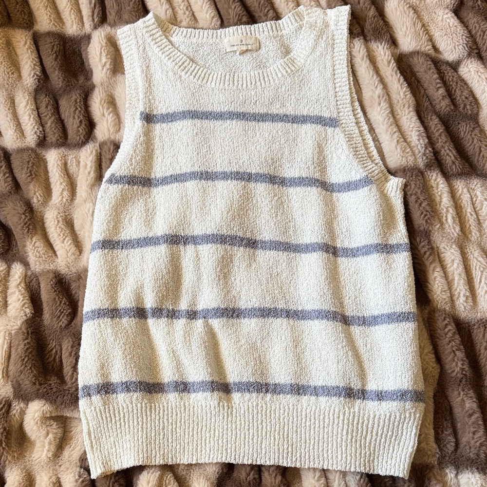Thread & Supply Cream and Gray Striped Tank Top